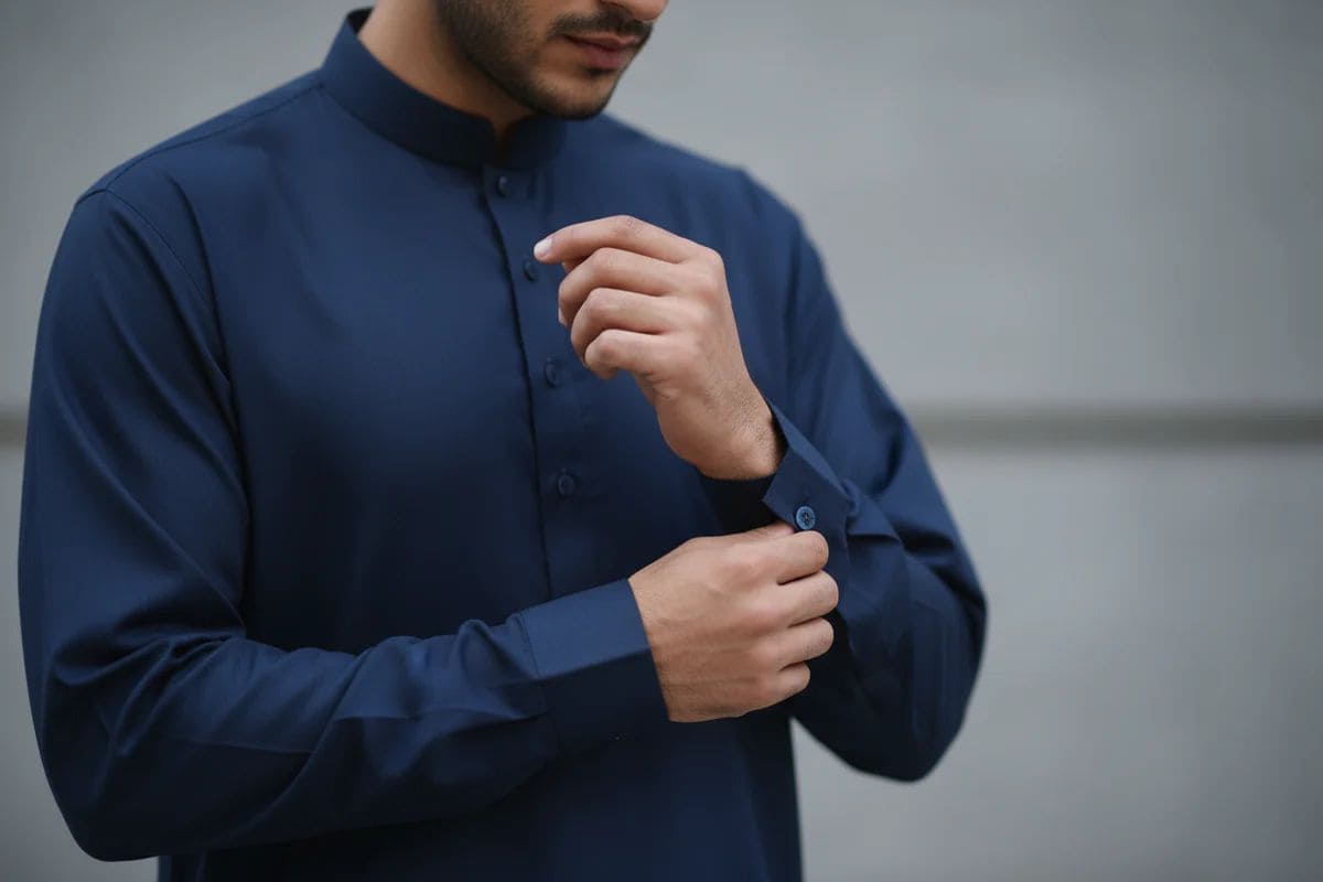 Premium White Blue Wash & Wear Suit